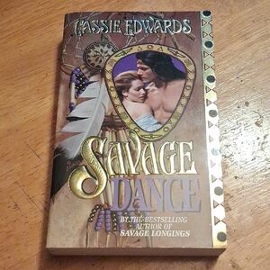 Savage Dance paperback romance novel by Cassie Edwards - Brown & Gold cover